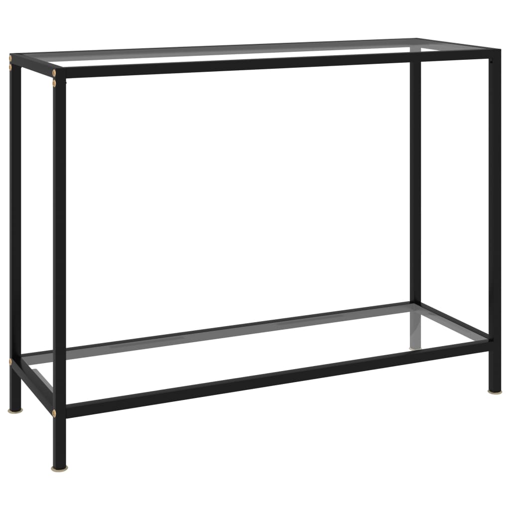 Console Table Clear and Black Tough Glass Medium Simple