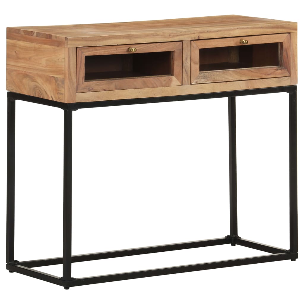 Console Table Natural brown Solid Acacia Wood 35.4 x 13.8 x 29.9 in