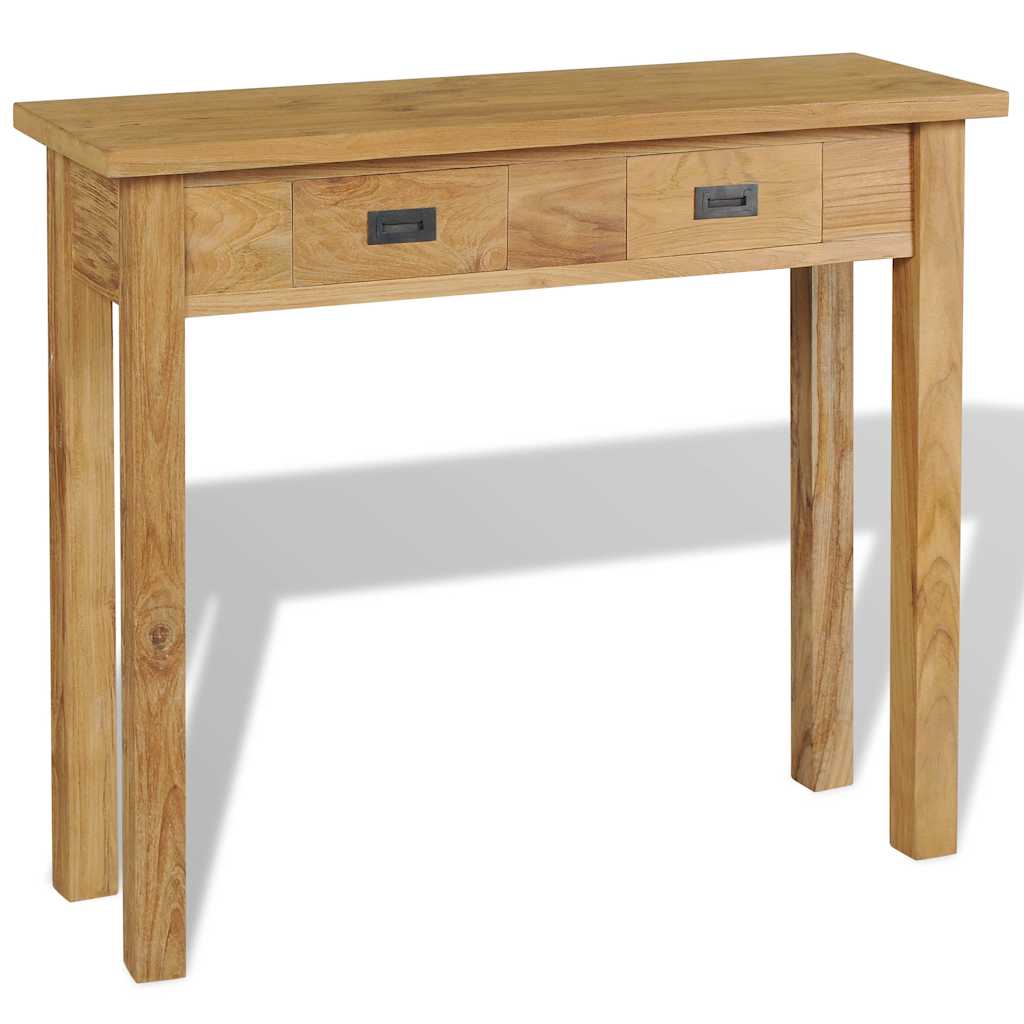Console Table Natural Teak Solid Teak 35.4 x 11.8 x 31.5 in