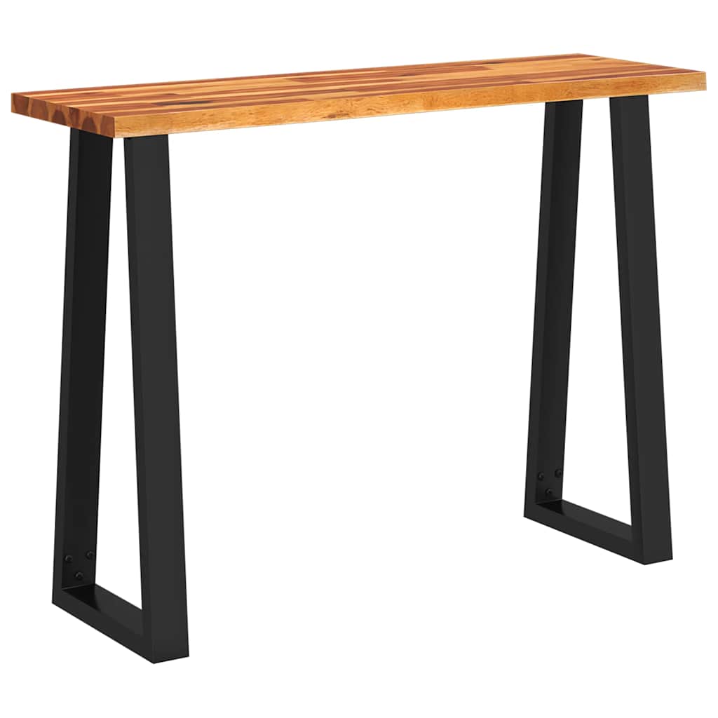 Console Table Natural Wood and Black Solid Acacia Wood
