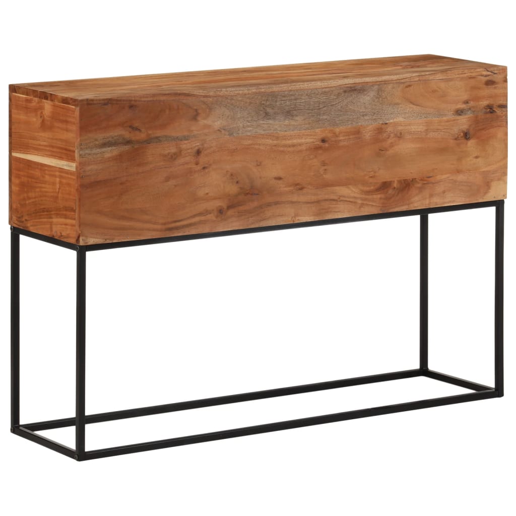 Console Table Natural Wood, Black Solid Acacia wood, Iron Narrow