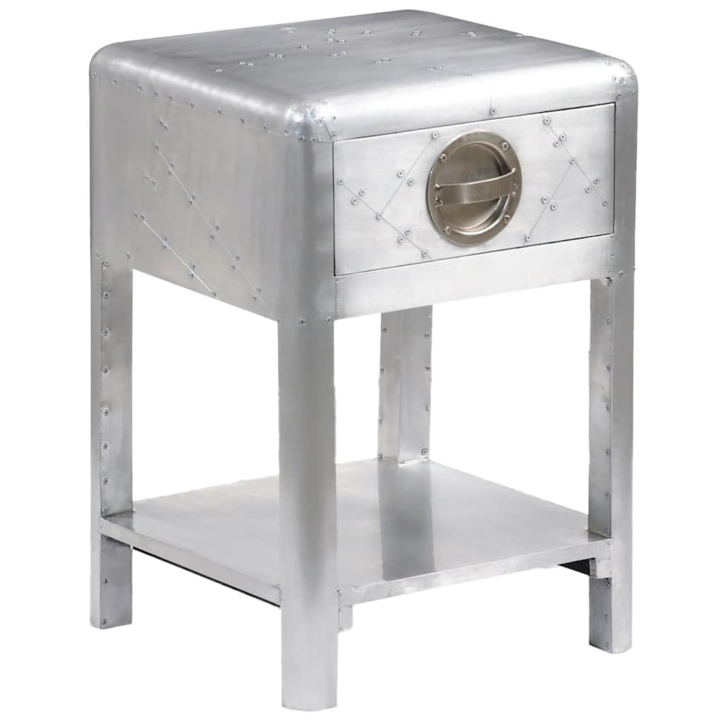 Console Table Silver Wood frame with aluminum paneling Compact