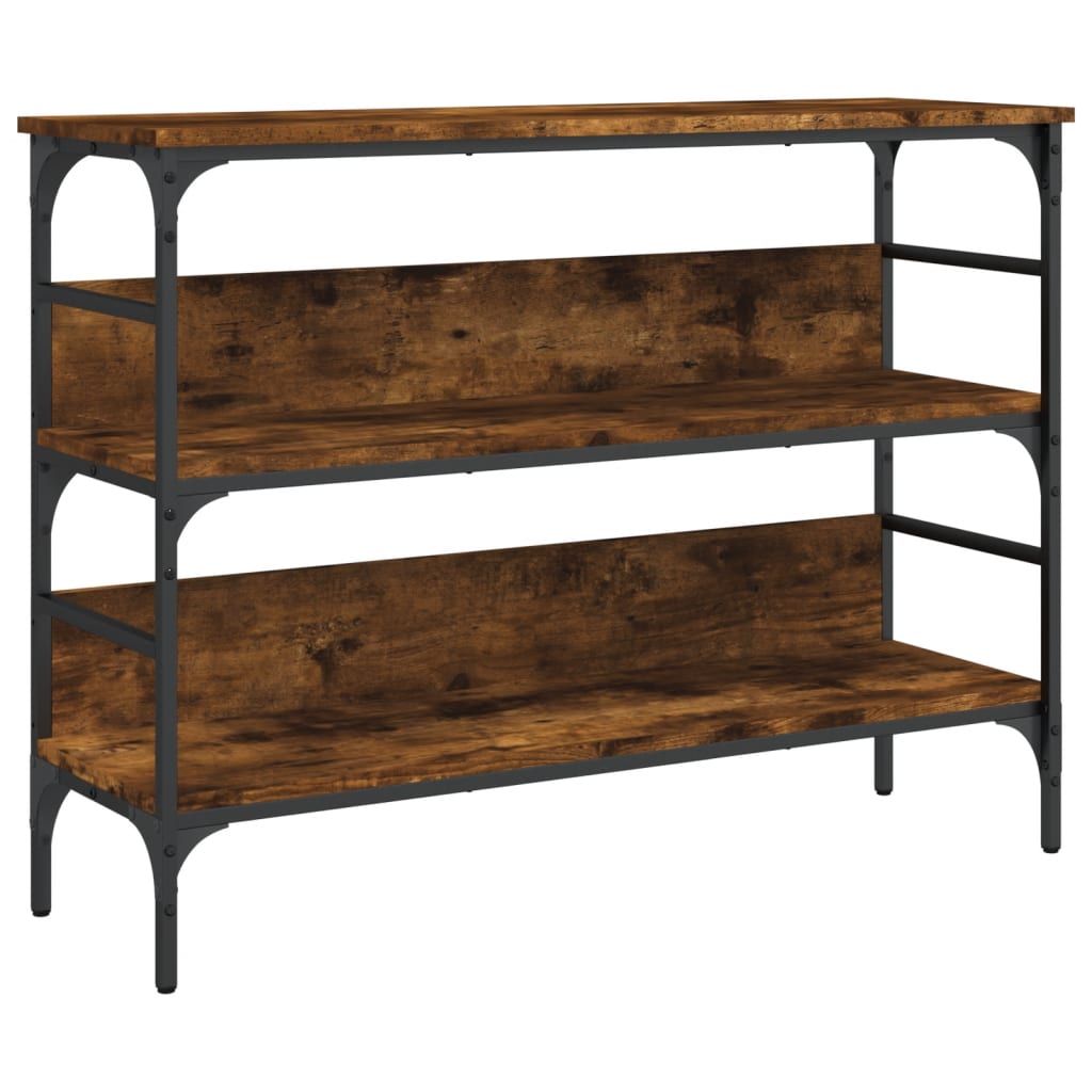 Console Table Smoked Oak Engineered Wood, Metal Narrow