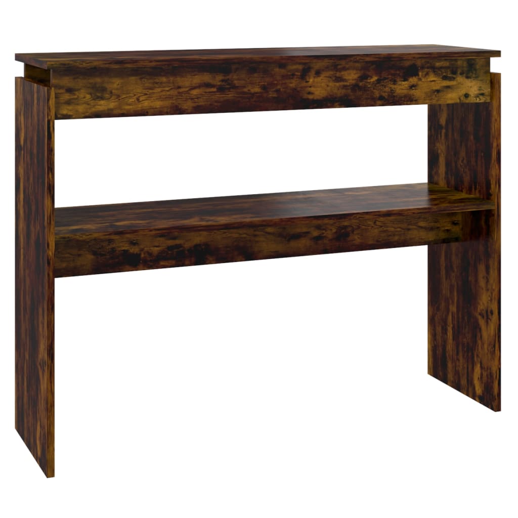 Console Table Smoked Oak Engineered Wood Narrow Simplistic