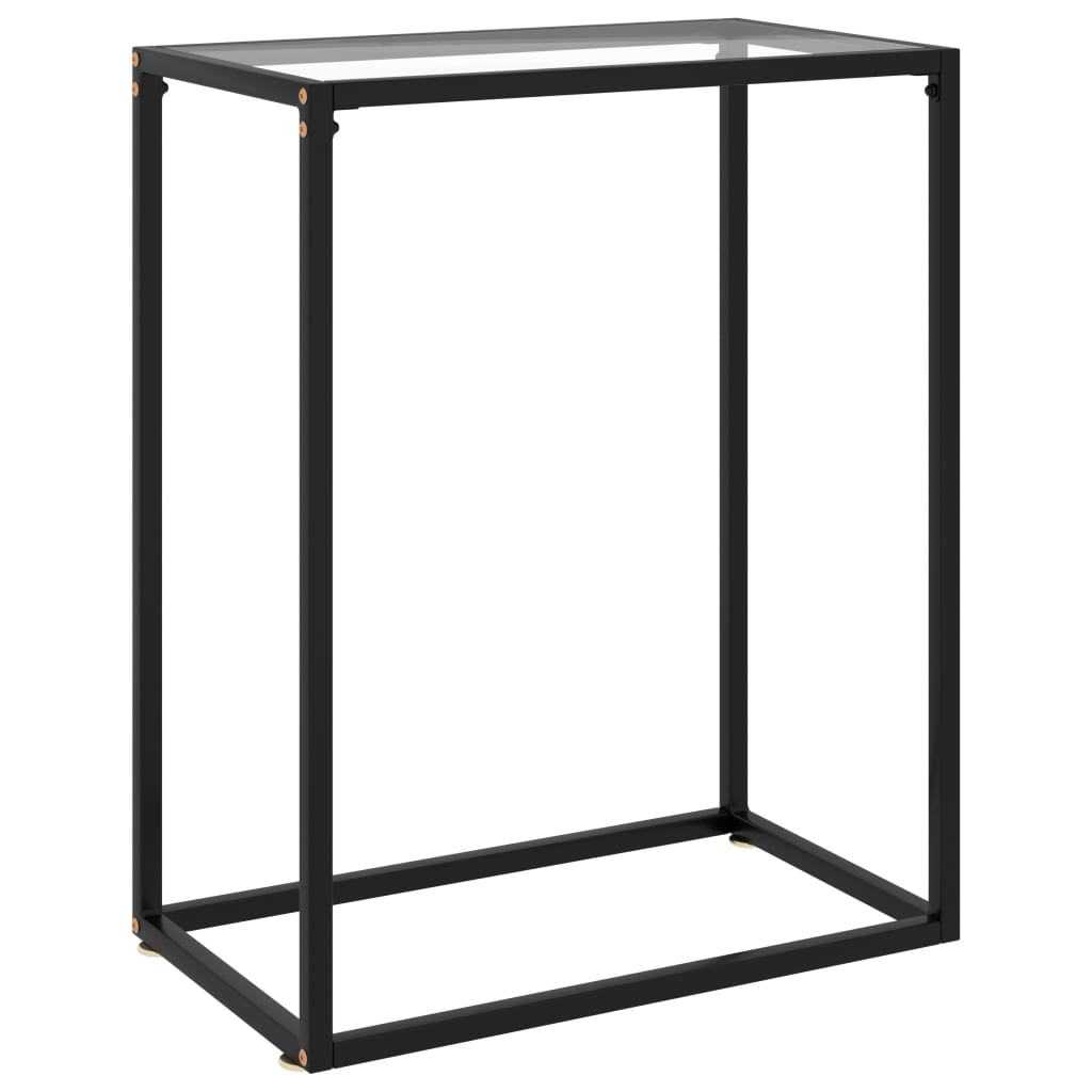 Console Table Transparent Tempered Glass, Powder-Coated Steel