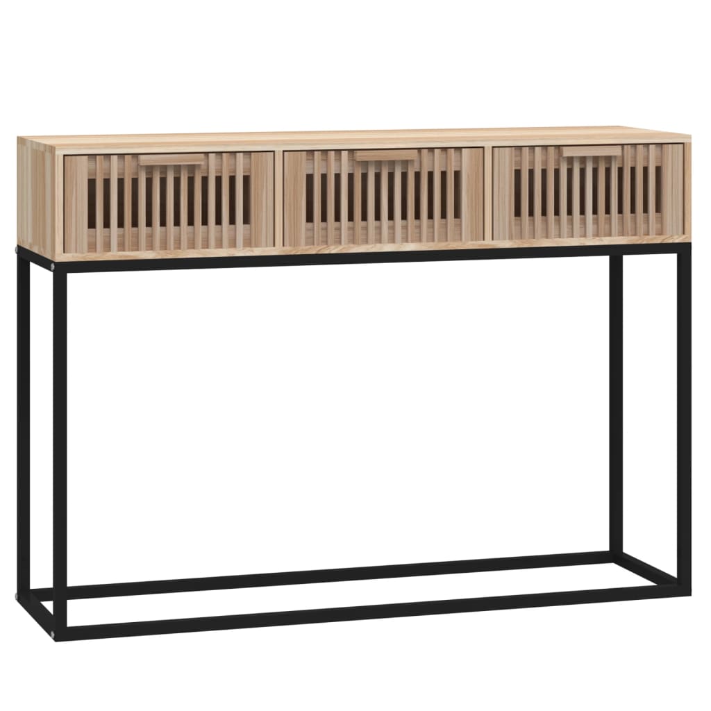Console Table White, Black Engineered wood, Solid pine, Iron Narrow