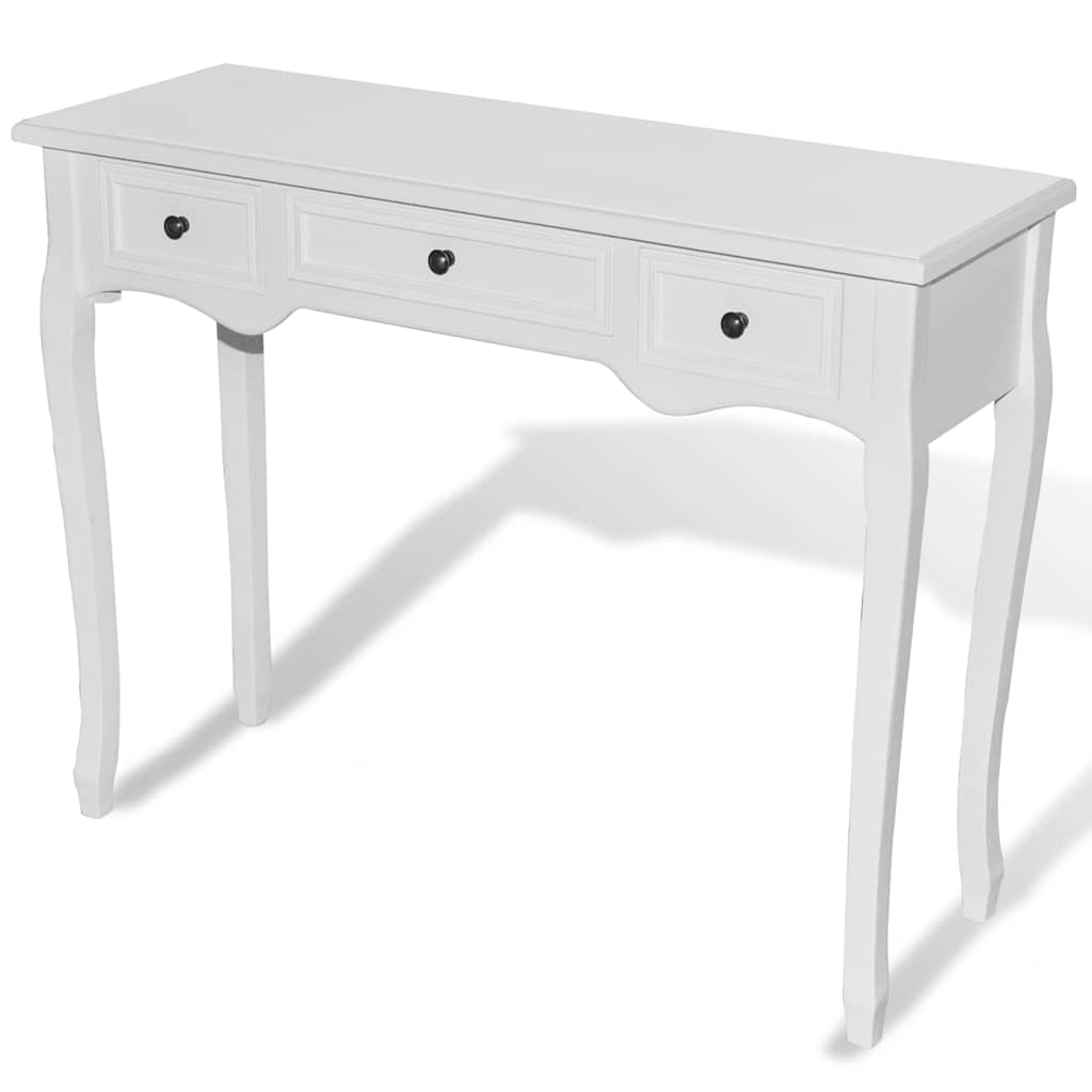 Console Table White MDF and Pinewood Compact Console Table