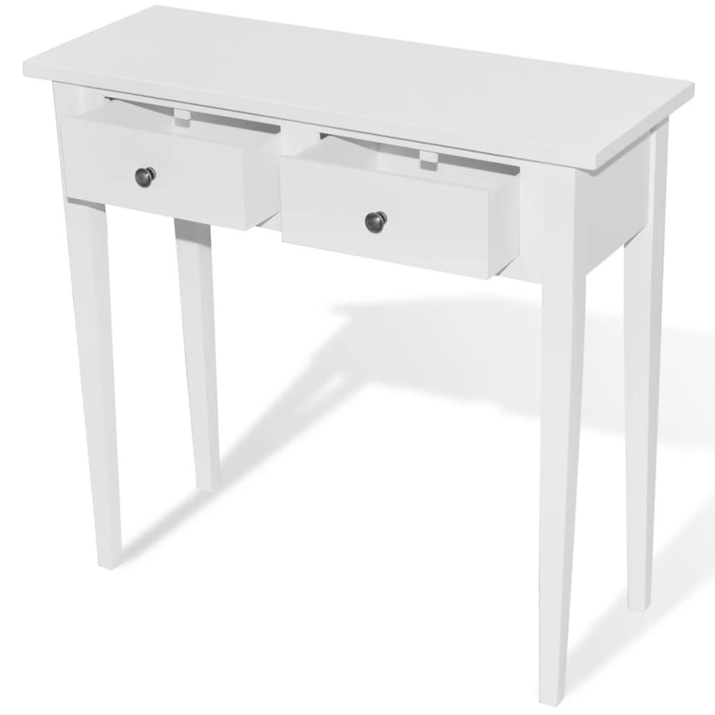 Console Table White MDF and Pinewood Compact Console Table