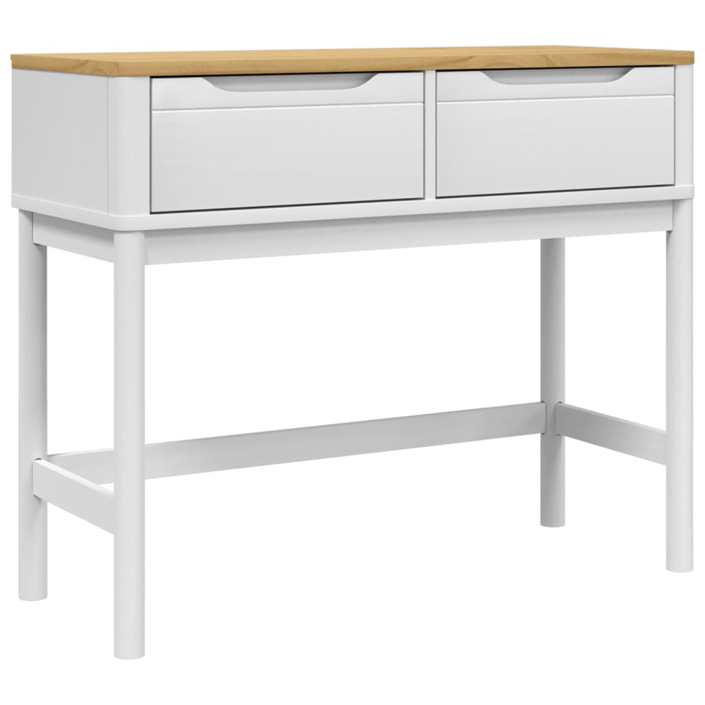 Console Table White Solid Pine Wood Medium Console Table