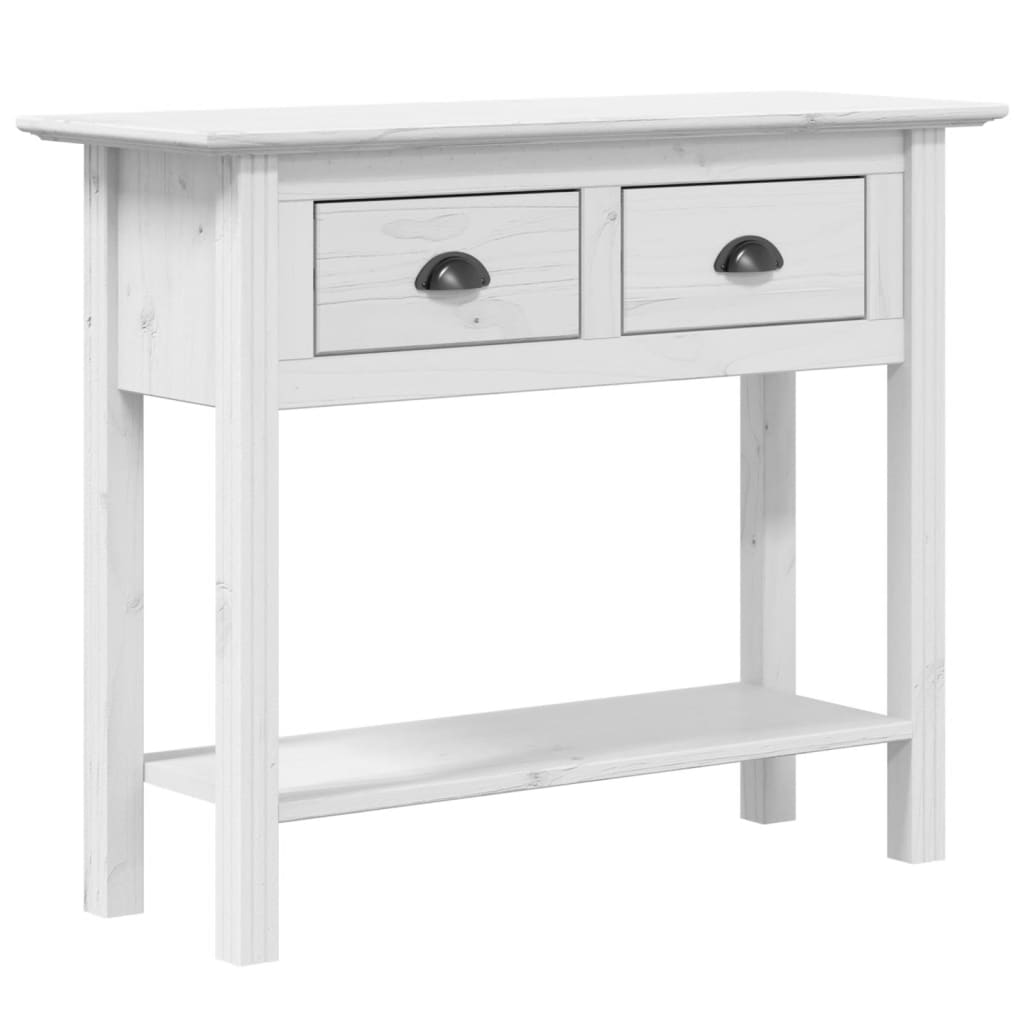 Console Table White Solid Pine Wood Narrow Console Table