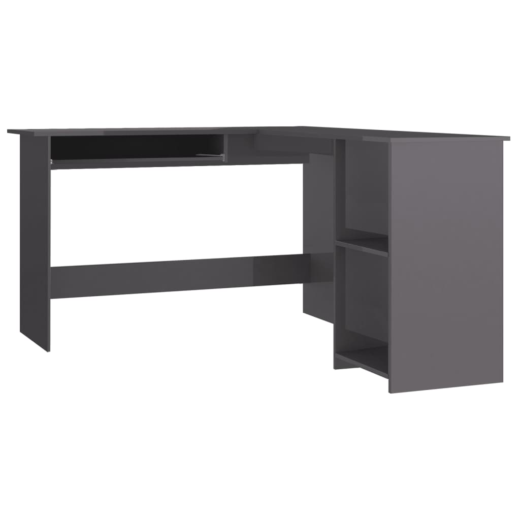 Corner Desk High gloss grey Engineered wood Sliding Components