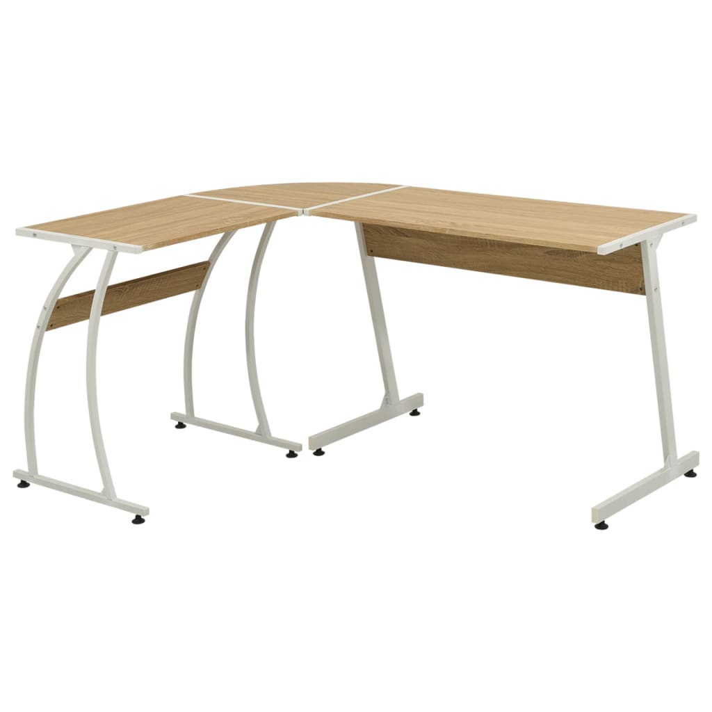 Corner Desk Oak Engineered wood with PVC cover and metal Large