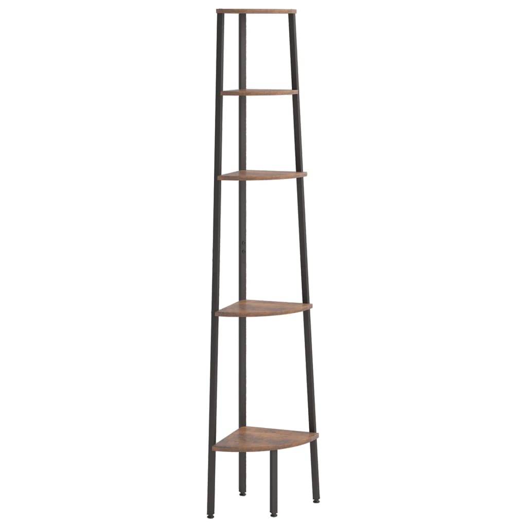 Corner Shelf Dark Brown and Black Engineered wood and steel Large