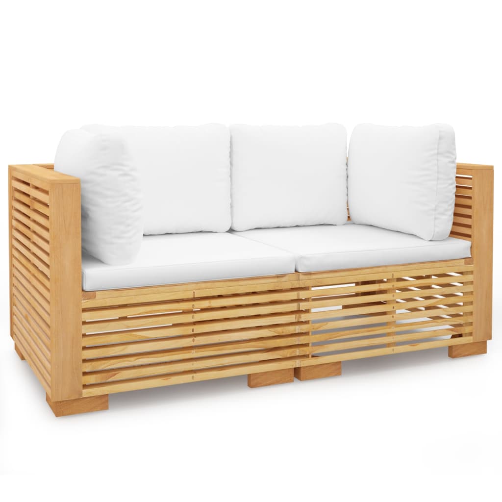Corner Sofa Cream White, Teak Solid Teak Wood Medium Modular