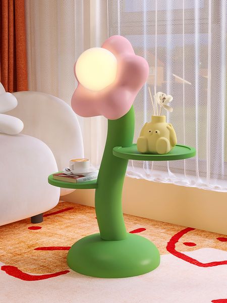 Creative floral side table for living room, Nordic-style decorative corner cabinet or sofa floor tea table