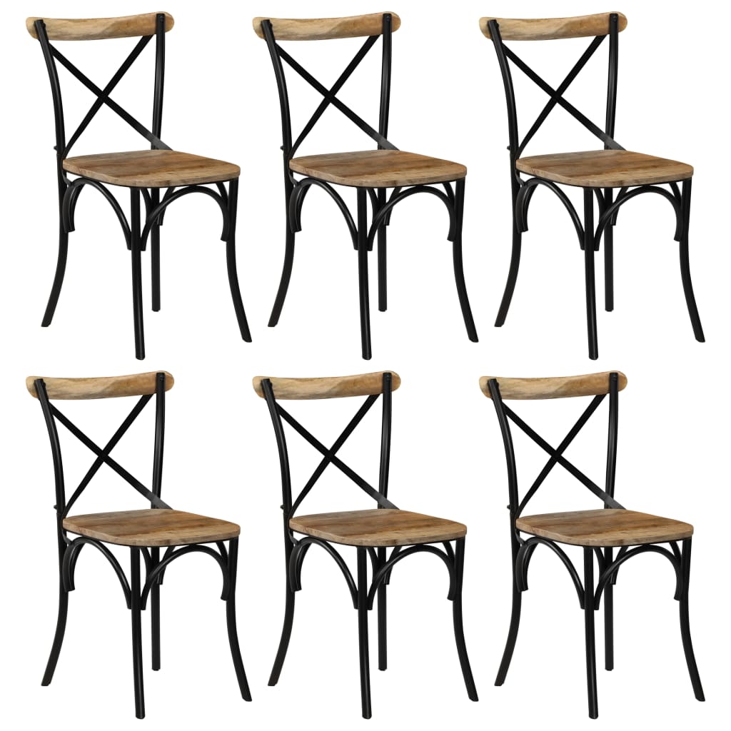 Cross Chair Set of 6 Black Solid Mango Wood Medium Durable