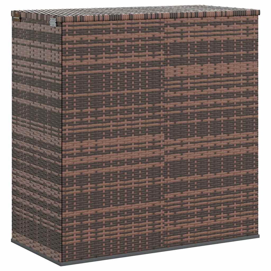 Cushion Box Brown PE Rattan, Powder-Coated Steel