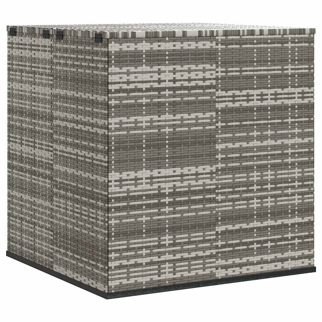 Cushion Box Grey PE Rattan, Powder-Coated Steel Large Cushion Box