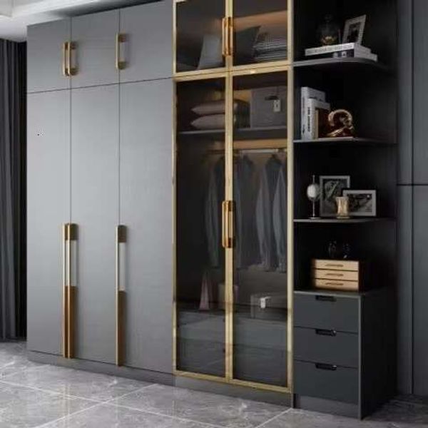 Custom modern wardrobe with glass doors for bedroom, made to order - consult customer service before purchasing