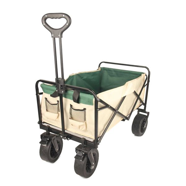 Customized colored camping vehicle outdoor handcart with large wheels for beach hiking folding frame independent wheel carriage  

Rewritten:  
Colorful customized outdoor camping cart featuring large wheels, foldable frame, and independent wheel system for beach hikes