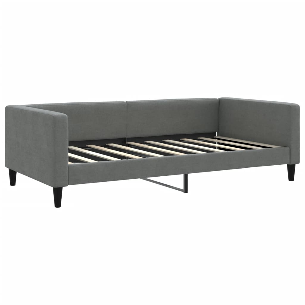 Day Bed Dark Grey Fabric (100% polyester), metal, solid wood Twin