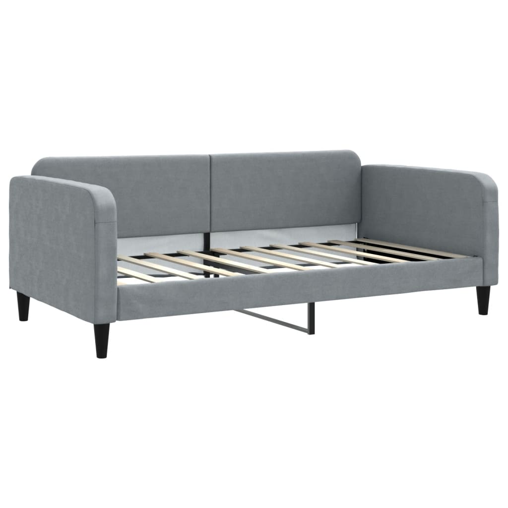 Day Bed Light Grey Fabric (100% polyester), metal, solid wood Twin