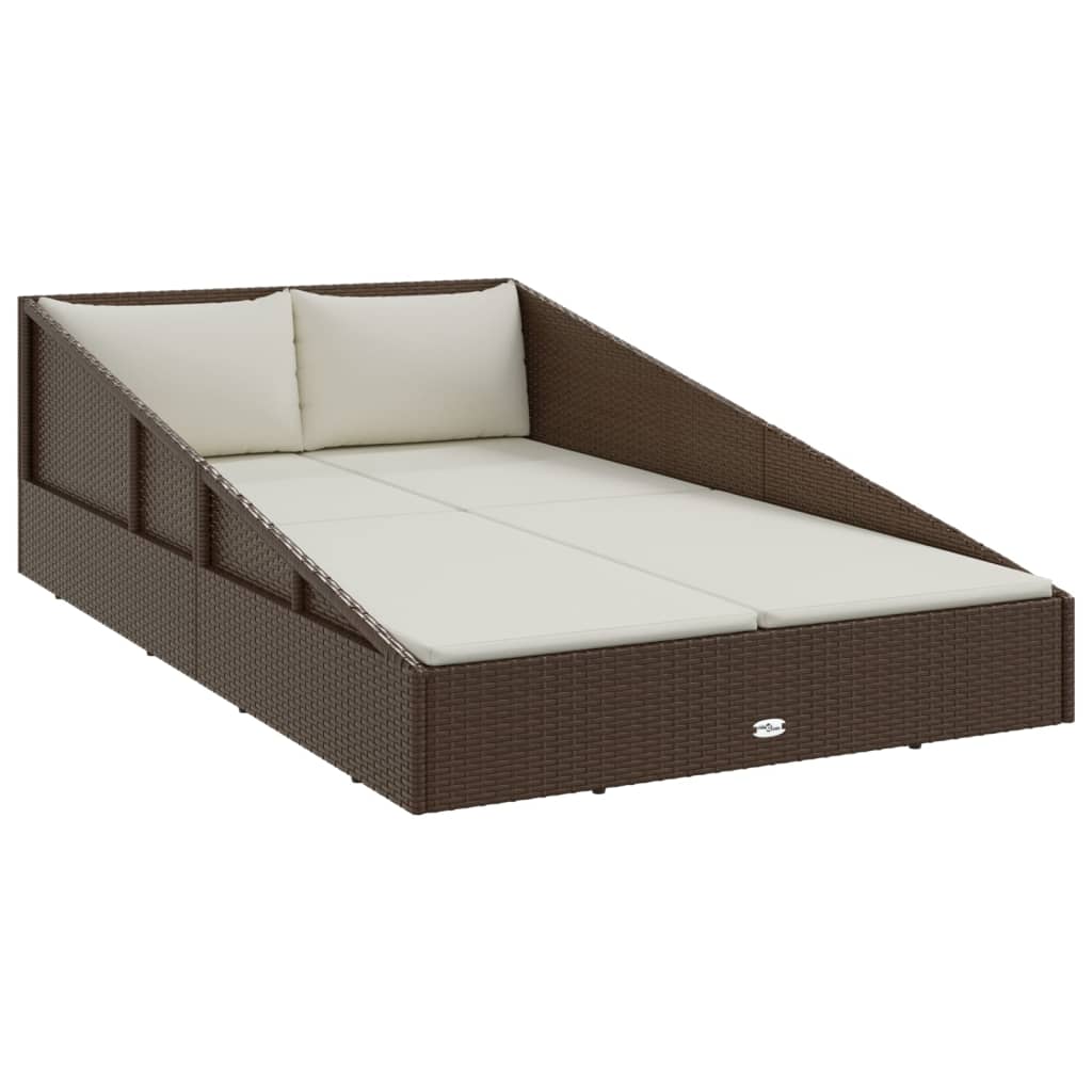 Daybed Brown, Cream White PE Rattan, Polyester, Steel