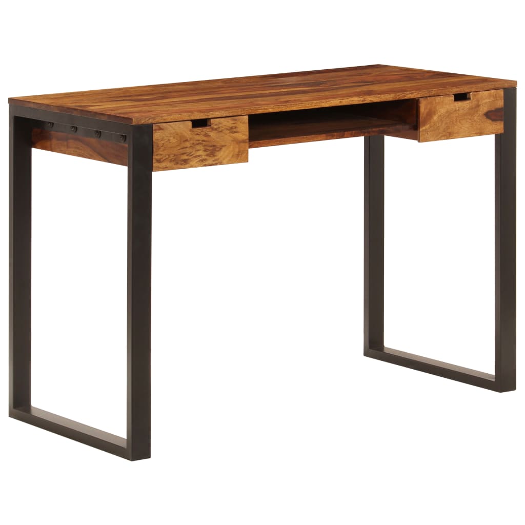 Desk Acacia wood brown, black Acacia wood and powder-coated steel