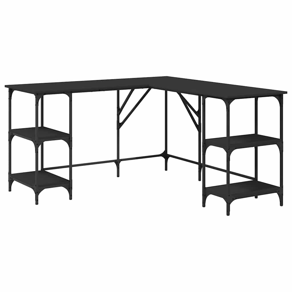 Desk Black Engineered wood Large Adjustable Feet Desk