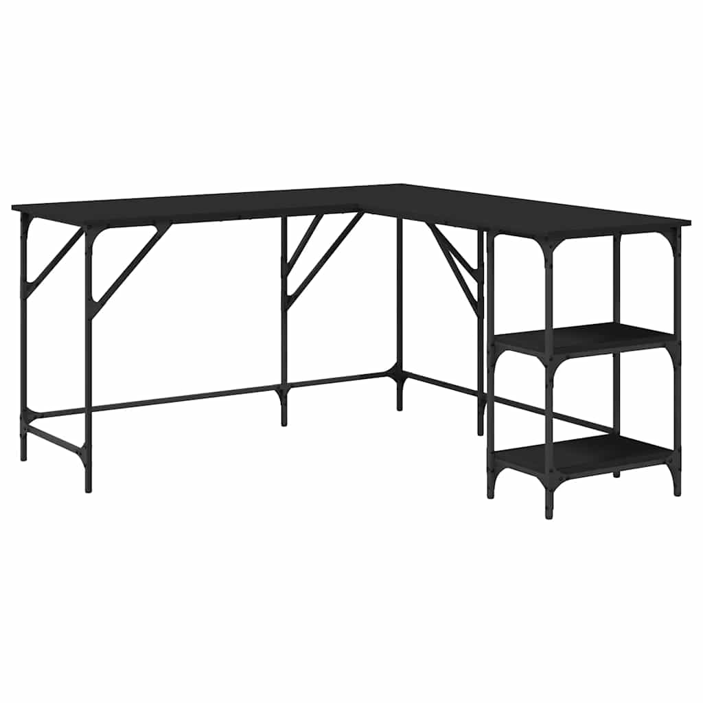 Desk Black Engineered wood, Metal Large Adjustable Feet