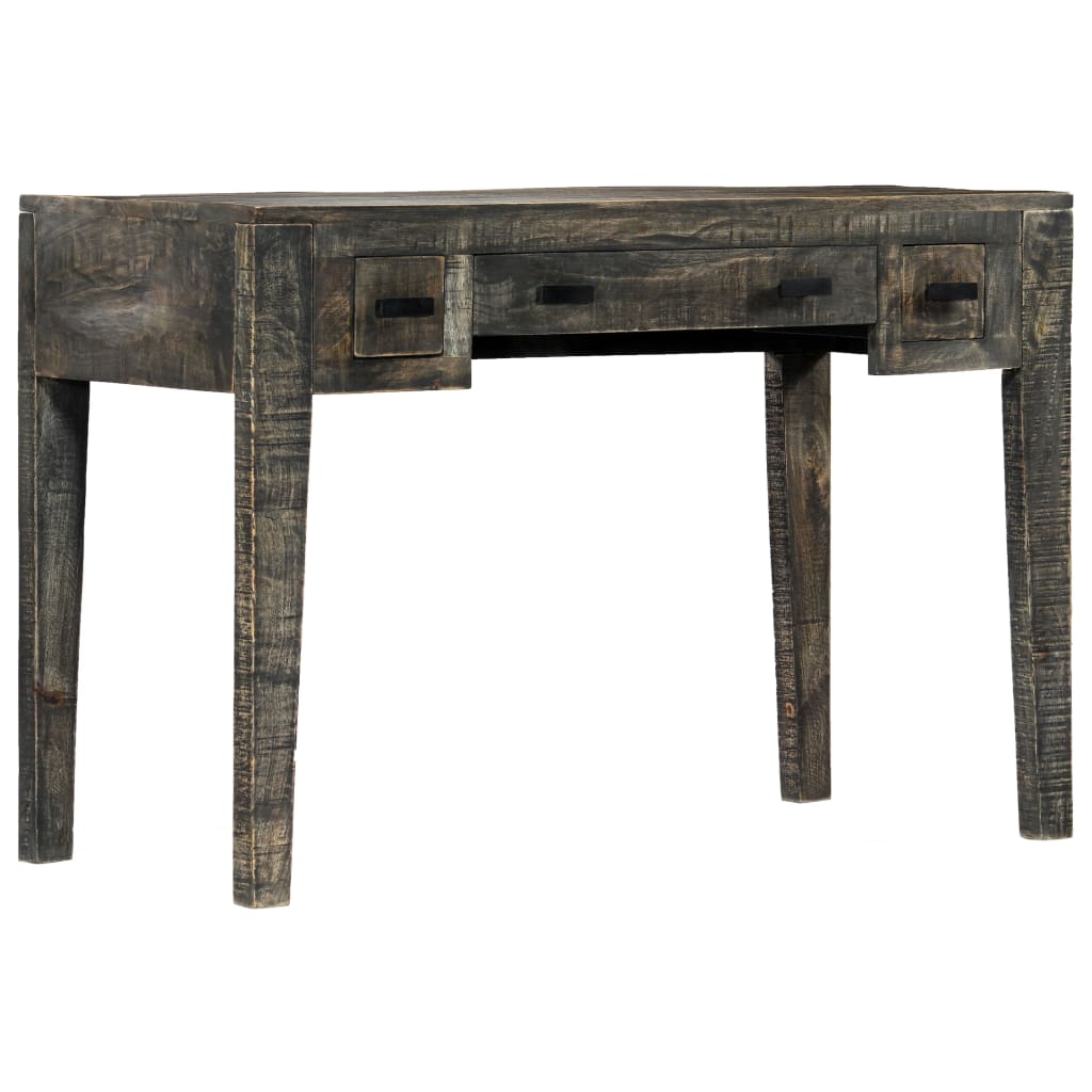 Desk Black Solid Mango Wood 43.3x19.7x29.5 in Desk Rectangular