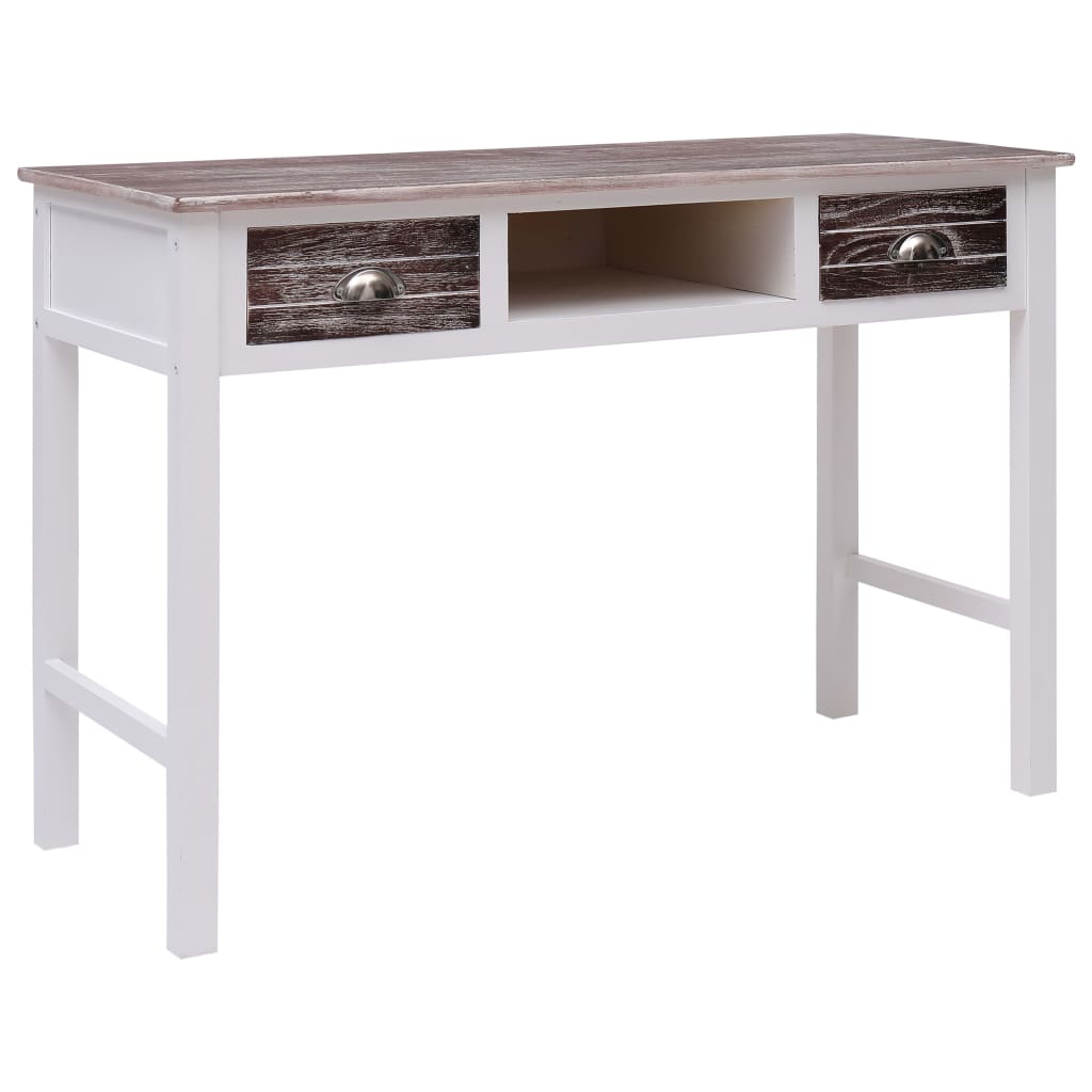 Desk Brown and White Paulownia Wood and Poplar Wood