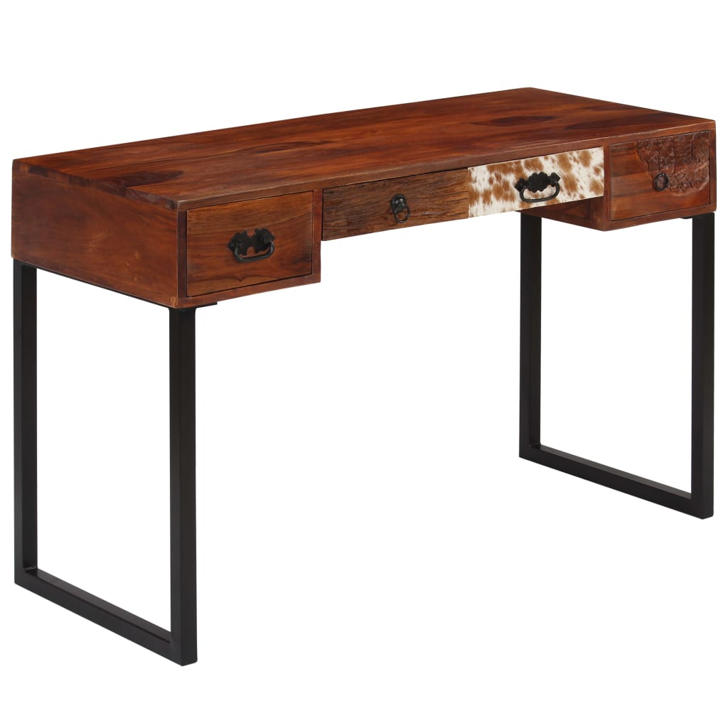 Desk Brown Solid Acacia Wood Standard Desk Rectangular