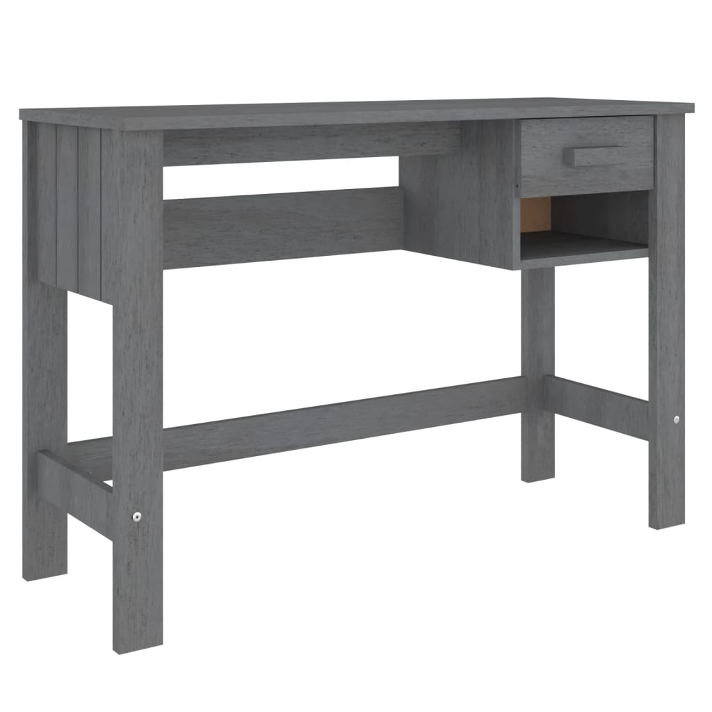 Desk Dark Grey Solid Pine Wood, MDF Medium Desk Rectangular