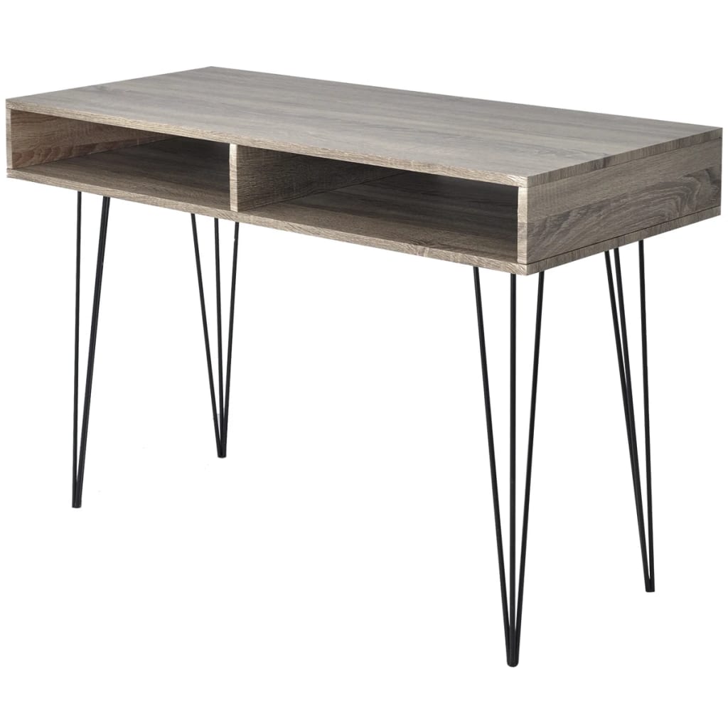 Desk Grey and oak MDF and Metal 43.3 x 19.7 x 29.9 in Desk