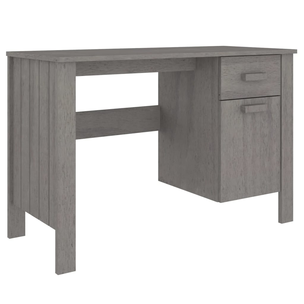 Desk Light Grey Solid Pine Wood, MDF Medium Desk Rectangular