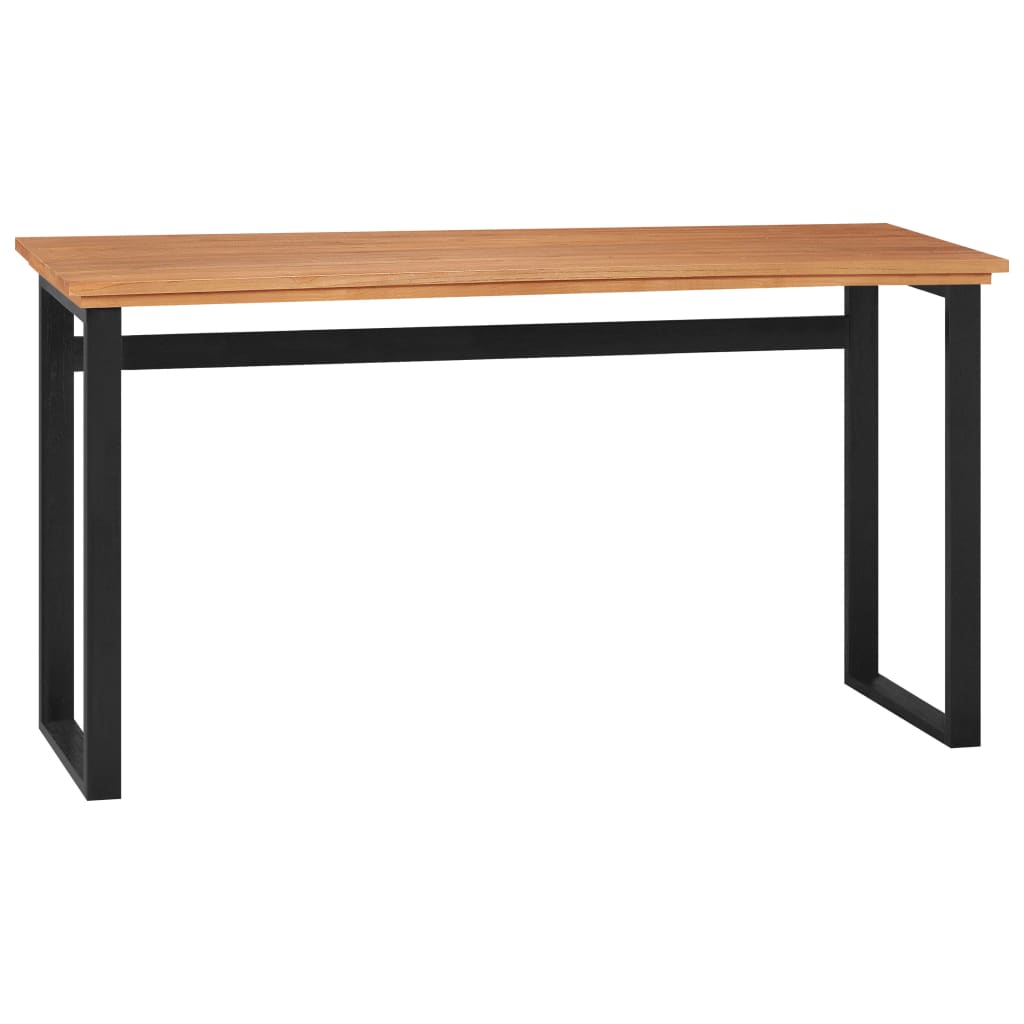 Desk Natural teak, Black Solid teak wood Medium Desk