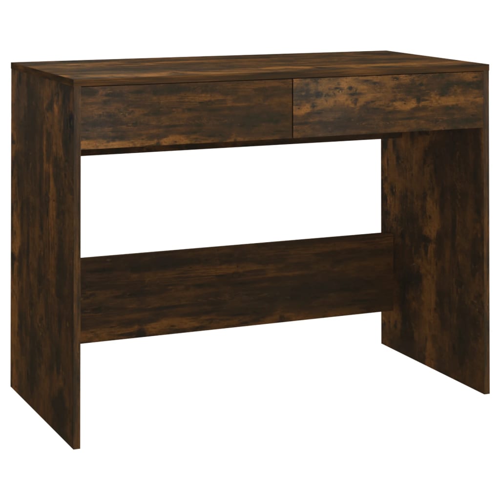 Desk Smoked Oak Engineered Wood Medium Desk Rectangular
