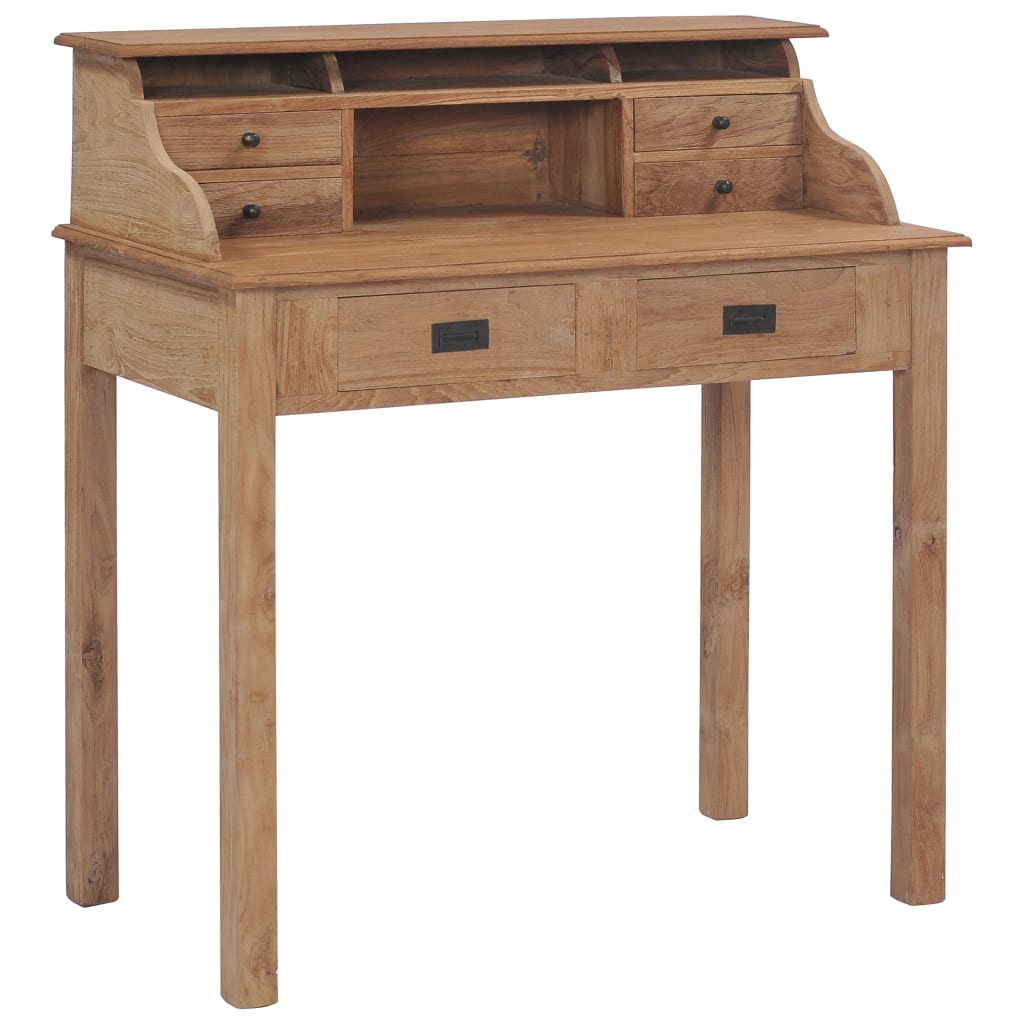 Desk Teak Solid teak wood 35.4 in Desk Rectangular Rustic