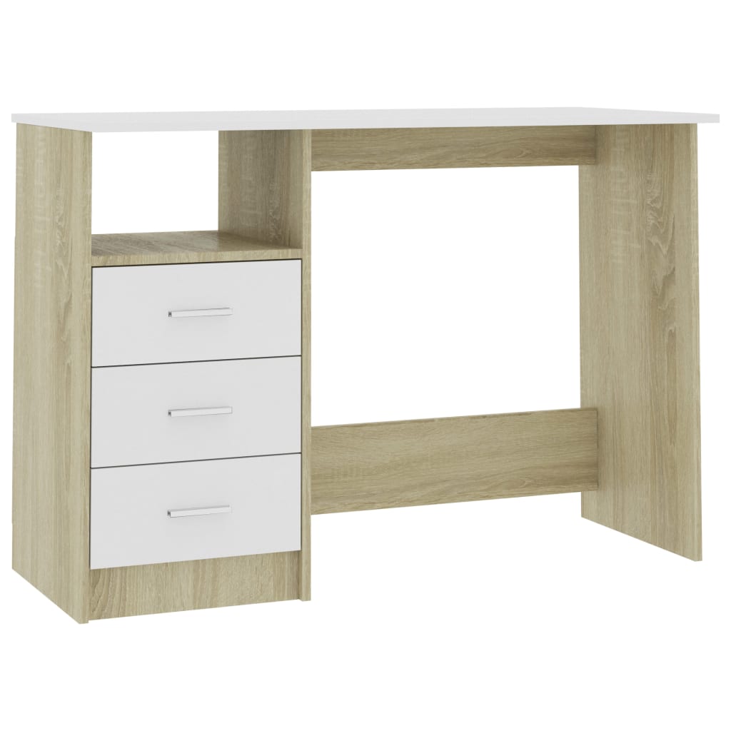 Desk White and Sonoma Oak Engineered wood