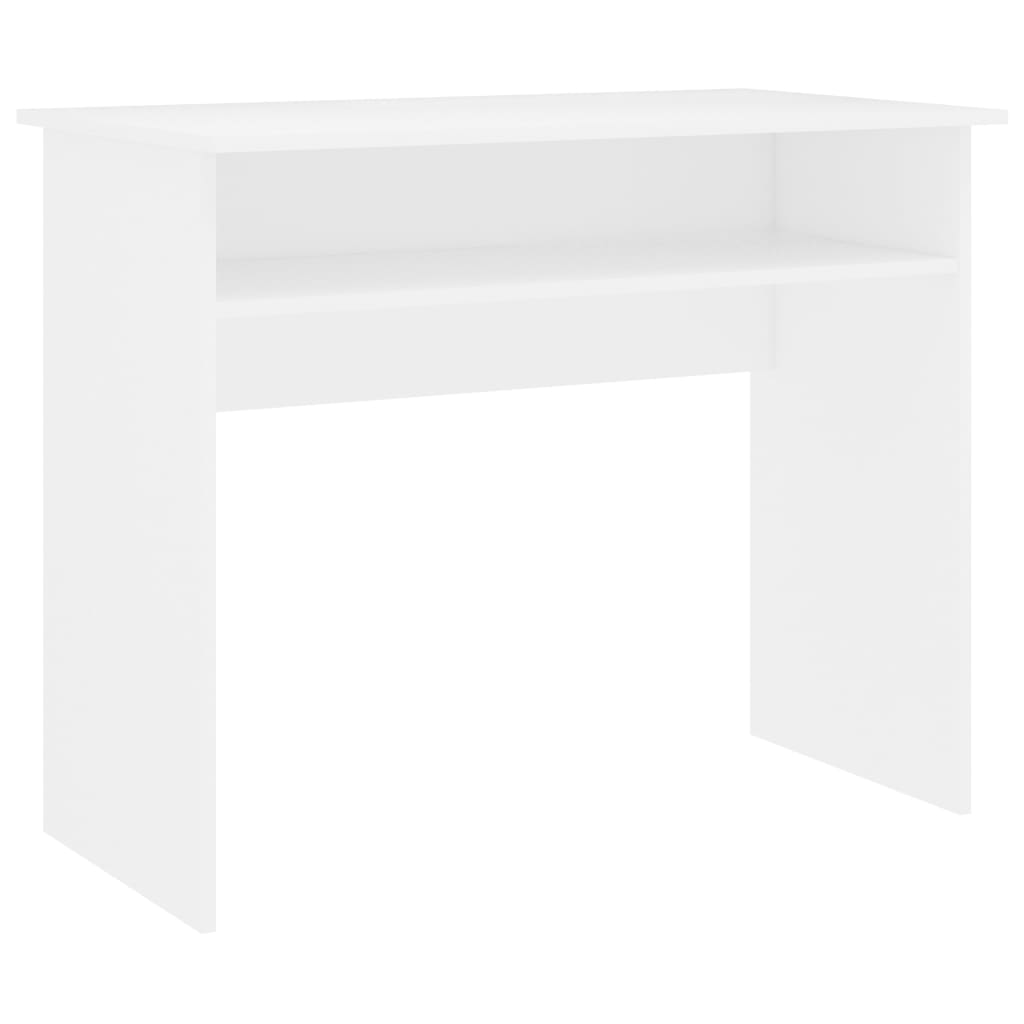 Desk White Engineered Wood Small Desk Rectangular Modern