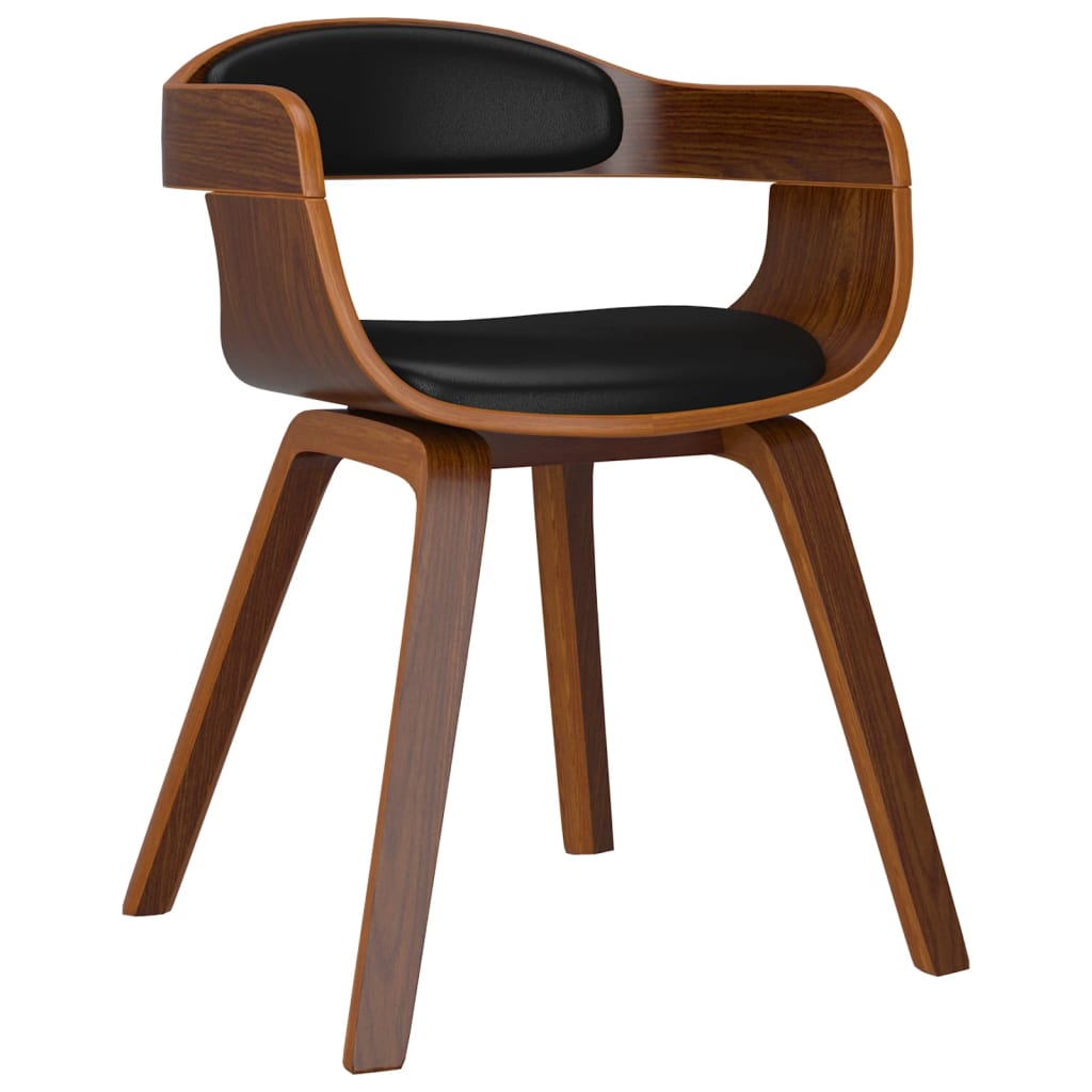 Dining Chair Black and natural Faux leather and bentwood Standard