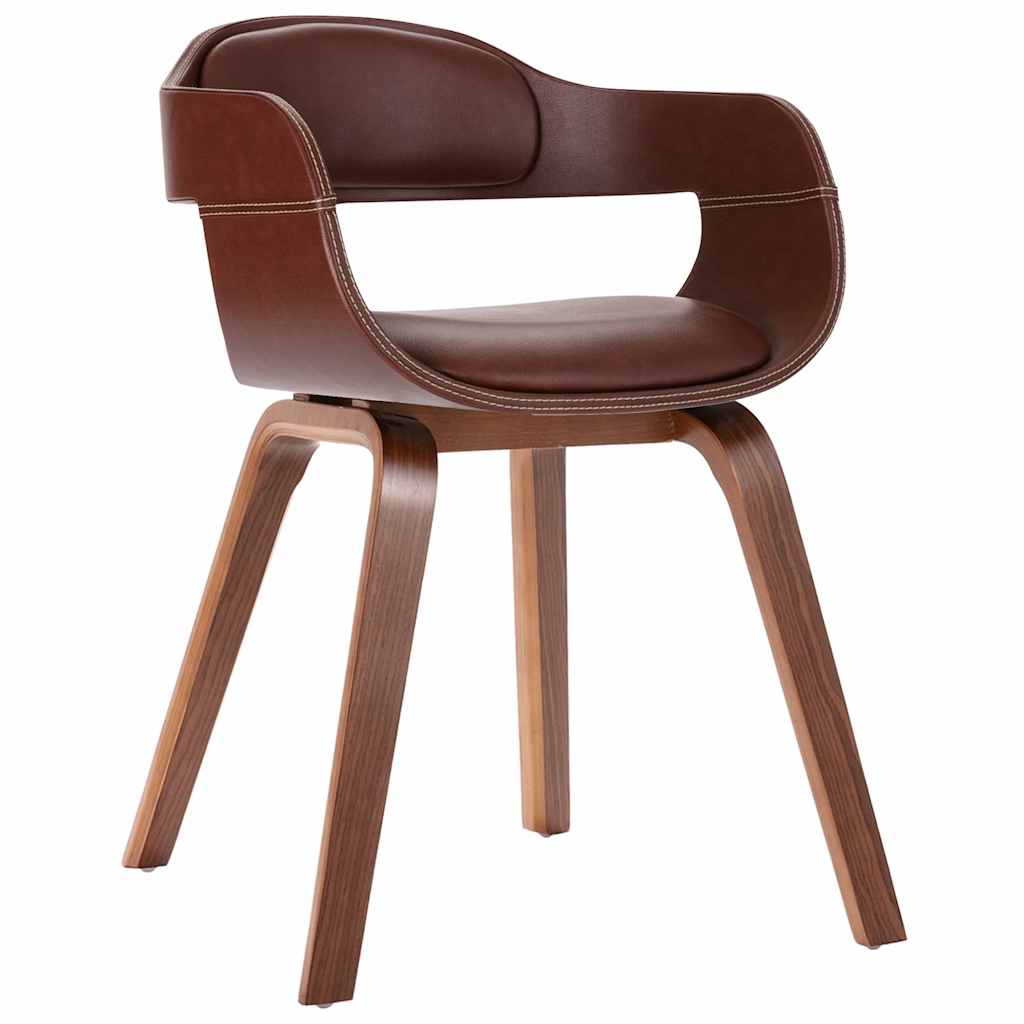 Dining Chair Brown Faux leather (100% polyester), Bentwood Medium