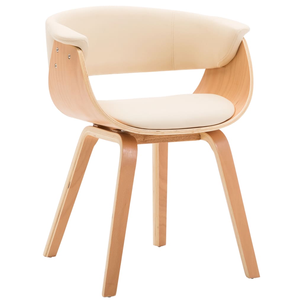 Dining Chair Cream and Brown Faux Leather and Bent Wood Standard