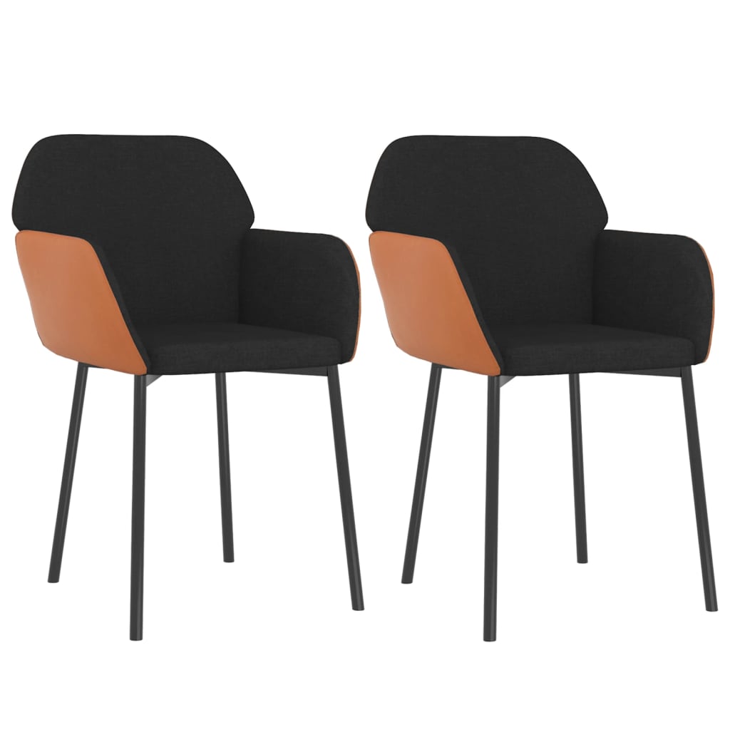 Dining Chair Set of 2 Black and Brown