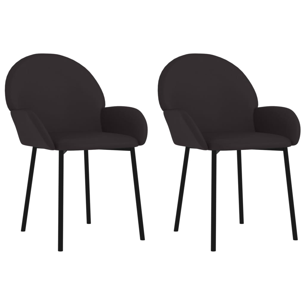 Dining Chair Set of 2 Black Faux leather, metal, plywood Standard