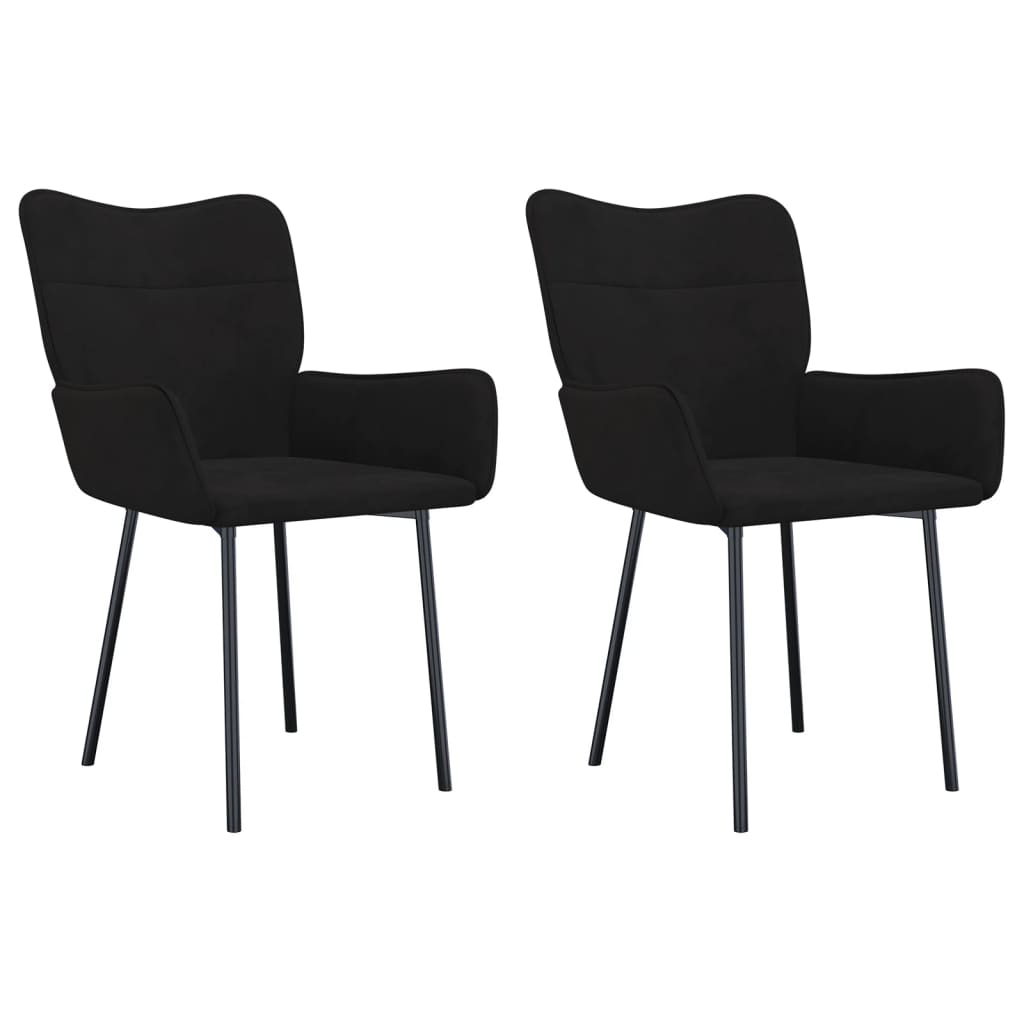 Dining Chair Set of 2 Black Velvet (100% polyester), metal, plywood