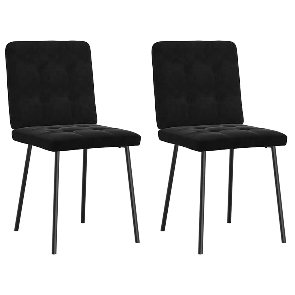Dining Chair Set of 2 Black Velvet (100% polyester), metal, plywood