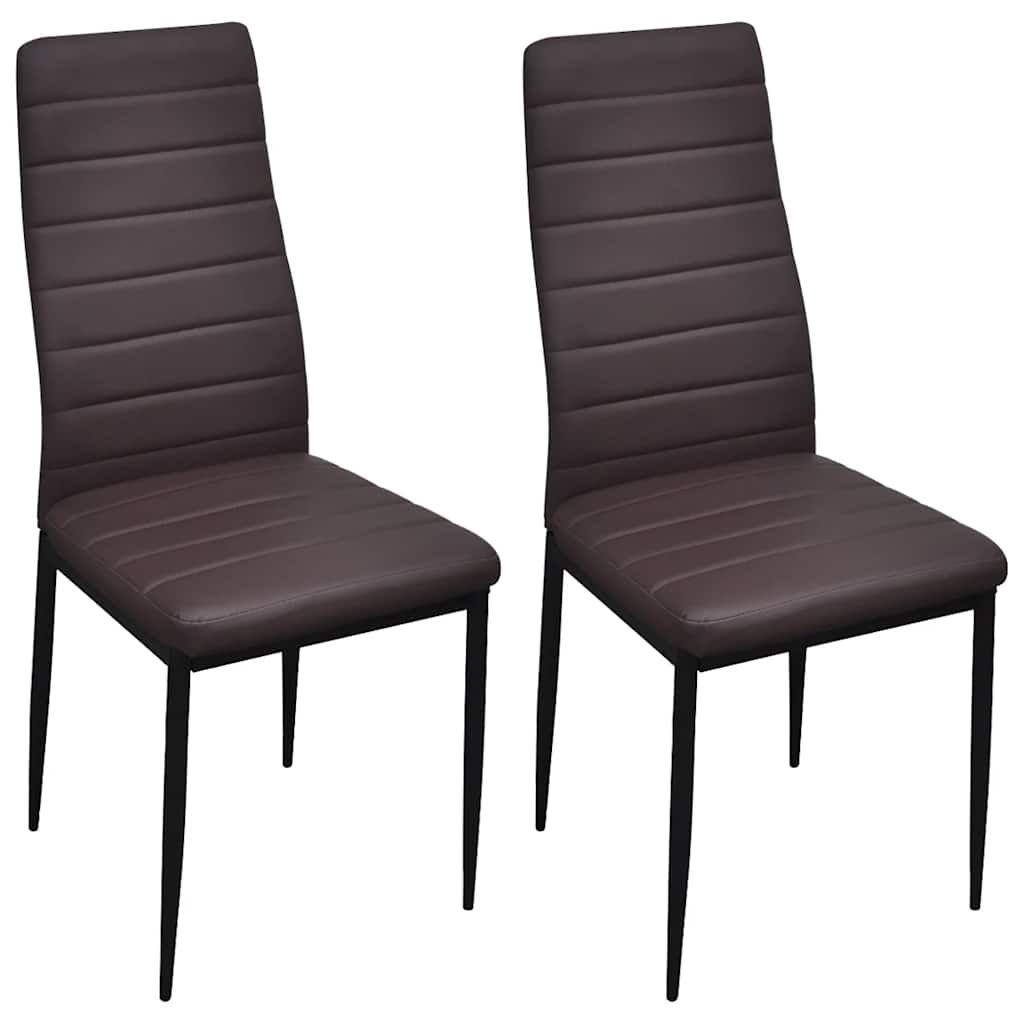 Dining Chair Set of 2 Brown and Black Faux Leather and Iron