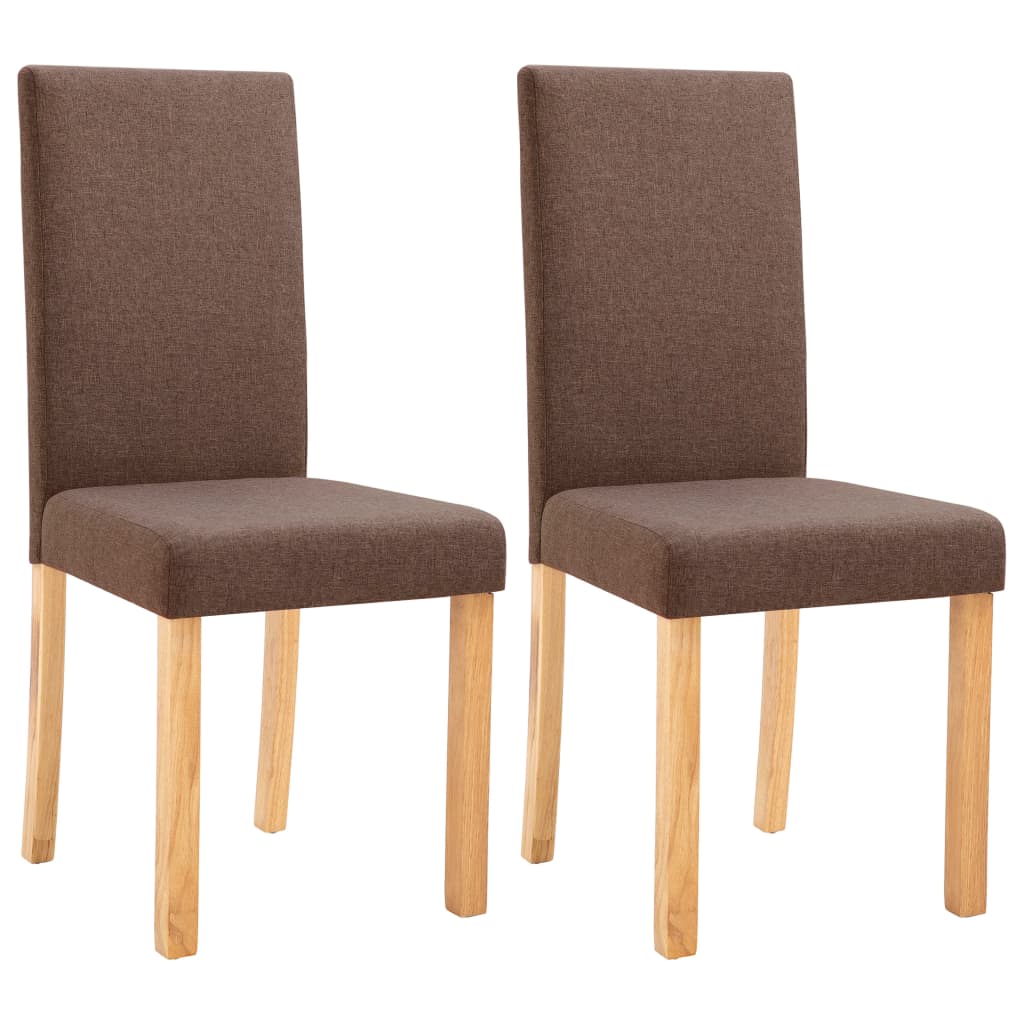 Dining Chair Set of 2 Brown Fabric Standard Durable